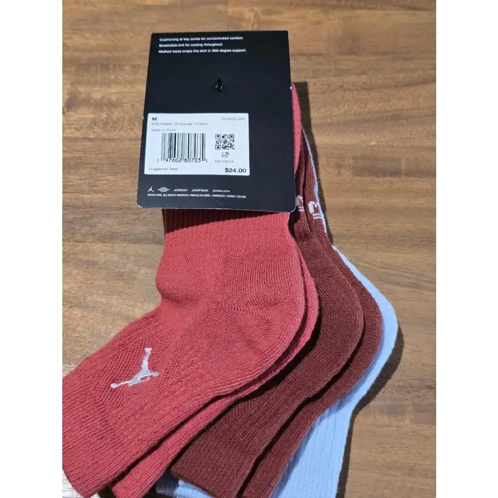 Nike Jordan Everyday Dry-Fit Crew Socks 3 Pack Jumpman NWT
